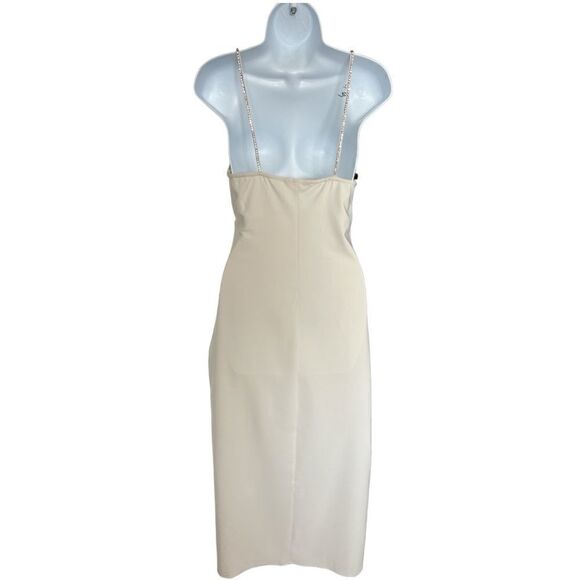 ZARA Oyster White Sparkly Strip Long Slip Dress Size S. - Picture 5 of 11
